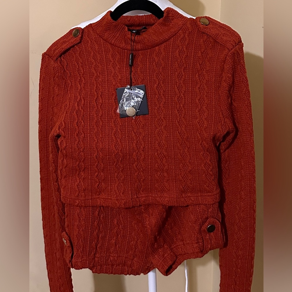 JLUXLABEL Rust Knit Crop Top - Picture 2 of 7
